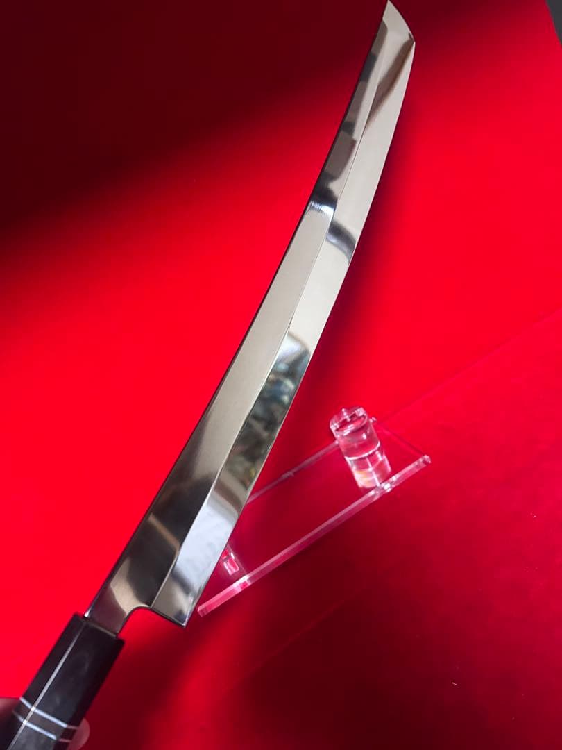 包丁　大型刺身包丁　先丸型　鏡面仕上げ　切味抜群　箱付　未使用品