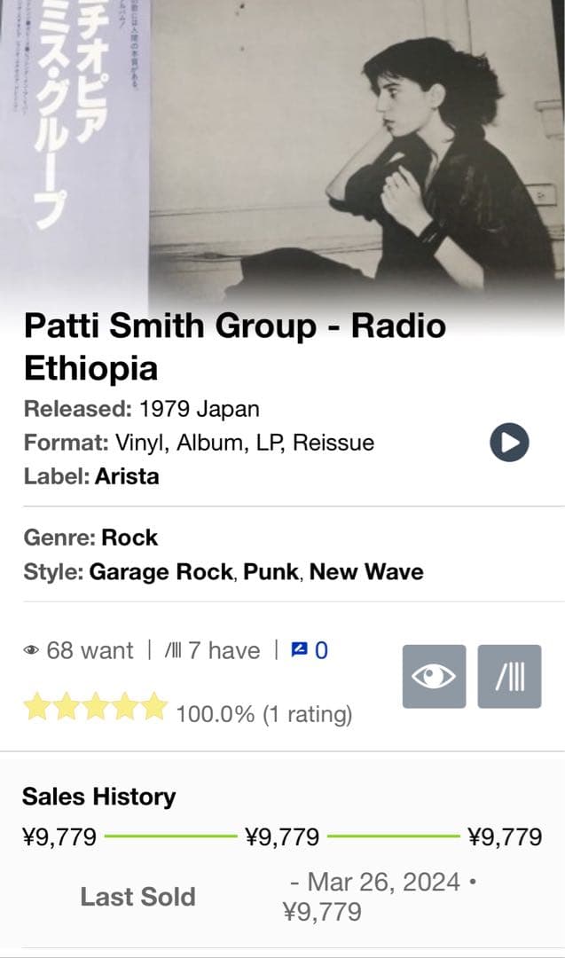 【美品】 Patti Smith Group - Radio Ethiopia