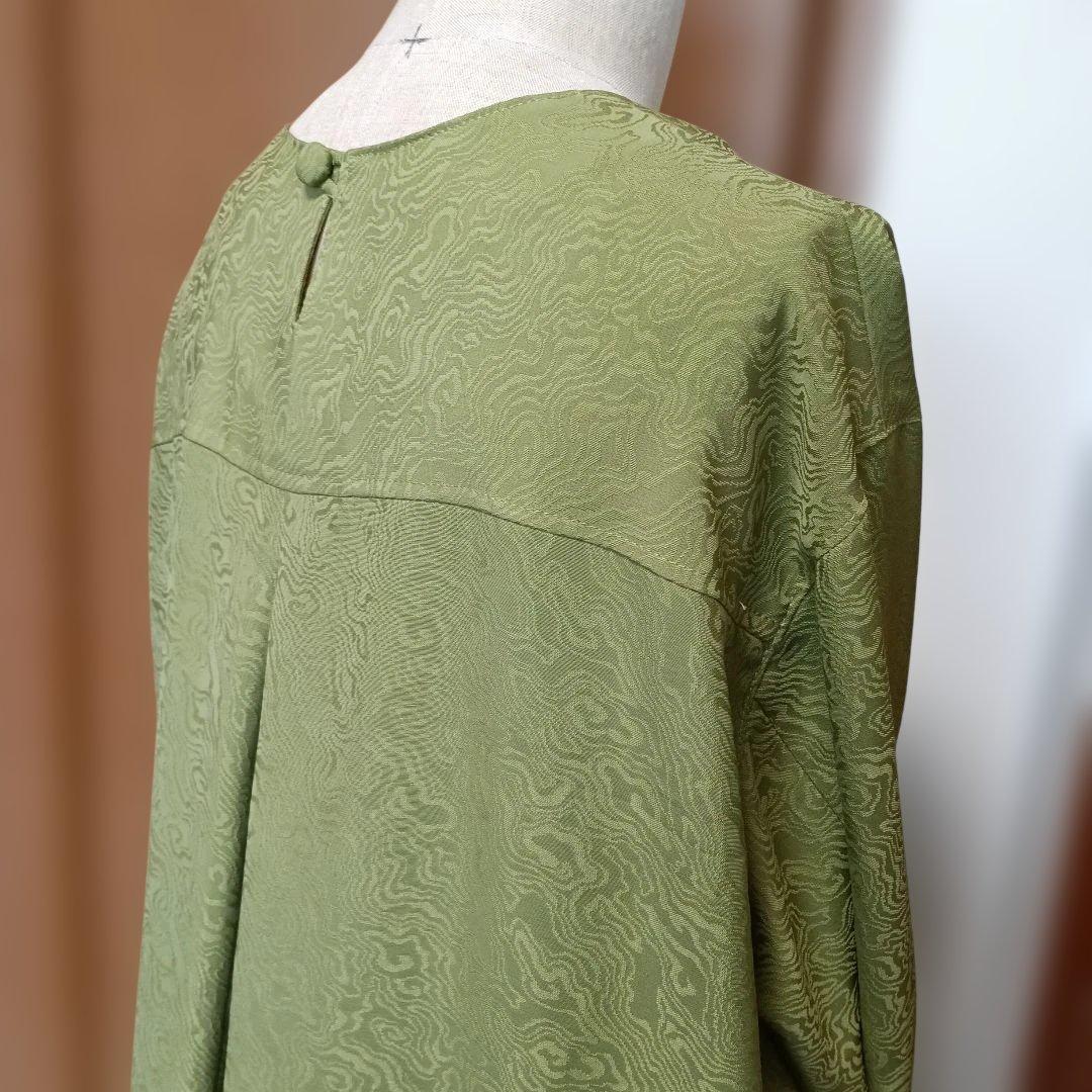 着物リメイク　ゆったりワンピース　正絹色無地　柳染色　ハンドメイド