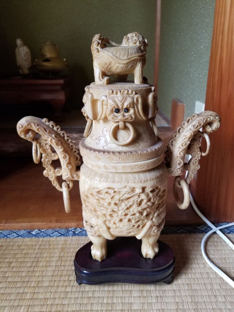 象牙風 練物 香炉 中国古美術