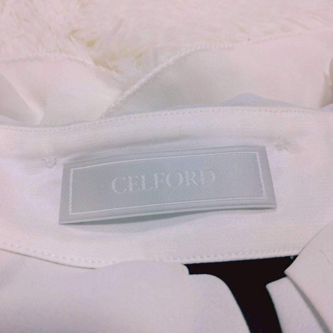 CELFORD フリル襟 ビジュー カーディガン ブラック 定価13,200円