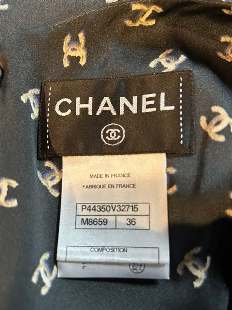 CHANELシャネル シルクワンピース　CCマーク 36