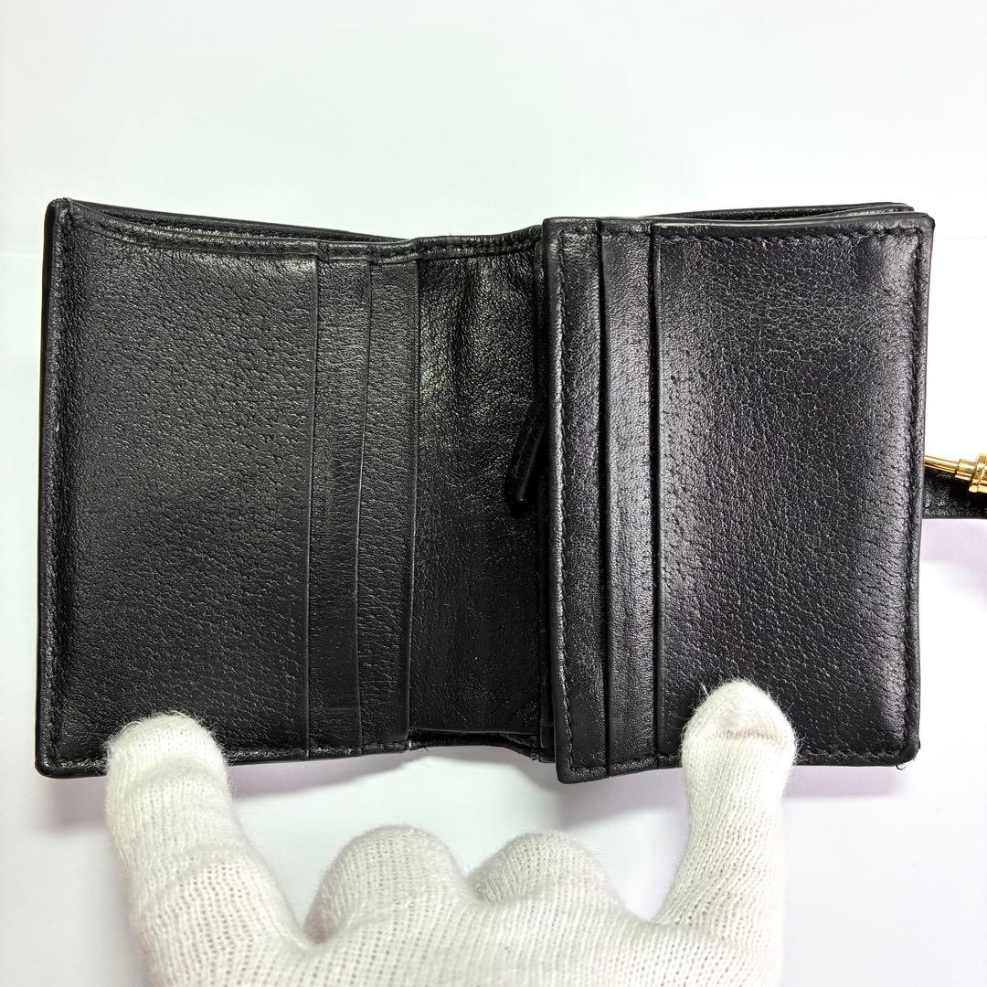 【Gucci 】ブラック デニム レザー 二つ折り財布 ジャッキー 1961