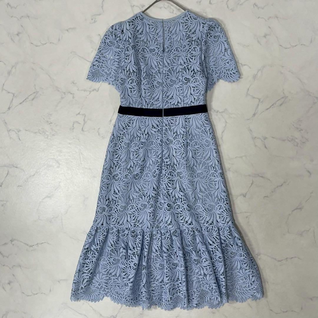 美品 CELFORD 切替 異素材 裏地付き 半袖 ひざ丈 ワンピース 34