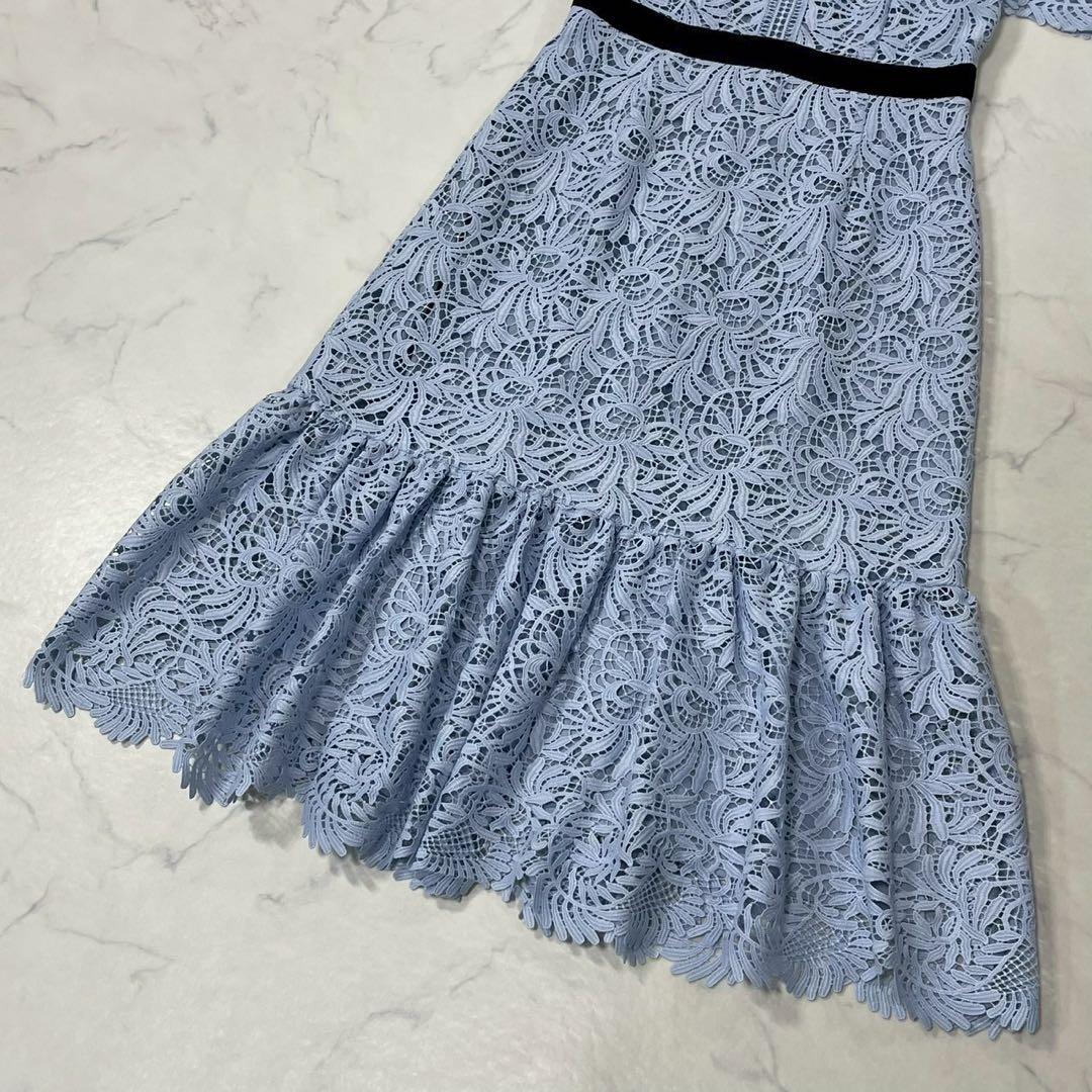 美品 CELFORD 切替 異素材 裏地付き 半袖 ひざ丈 ワンピース 34