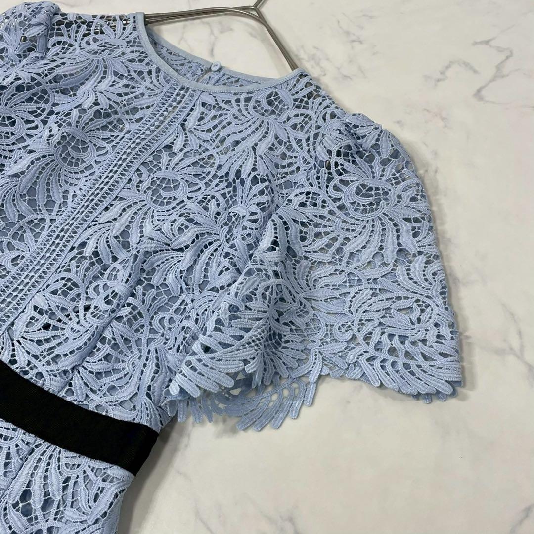 美品 CELFORD 切替 異素材 裏地付き 半袖 ひざ丈 ワンピース 34