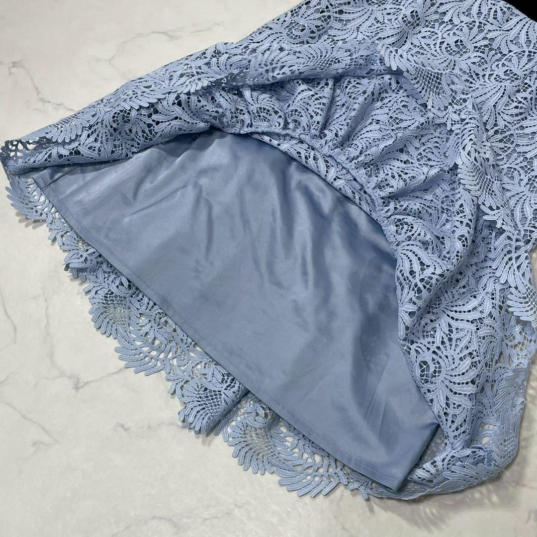 美品 CELFORD 切替 異素材 裏地付き 半袖 ひざ丈 ワンピース 34
