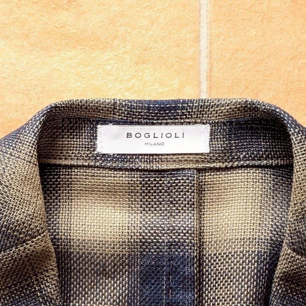 BOGLIOLI K.JACKET 44 オンブレチェック ベージュ ネイビー