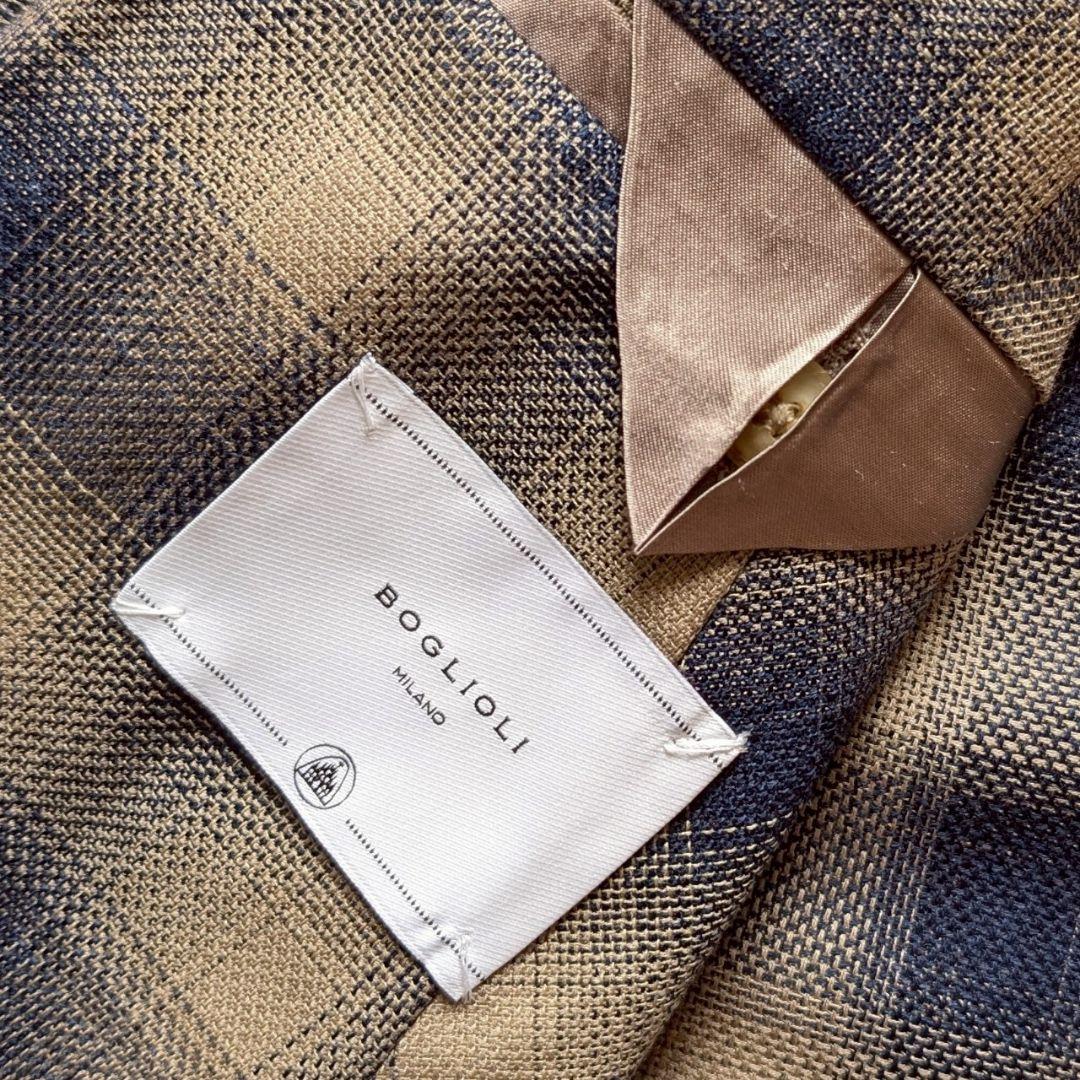 BOGLIOLI K.JACKET 44 オンブレチェック ベージュ ネイビー