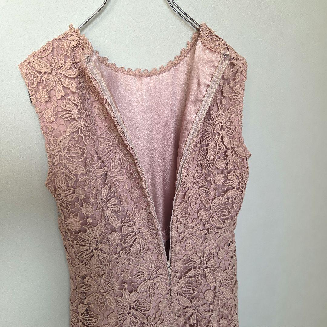 めら様【アナイ】美品レース ノースリーブ ひざ丈ワンピース 34(xs)ピンクベ