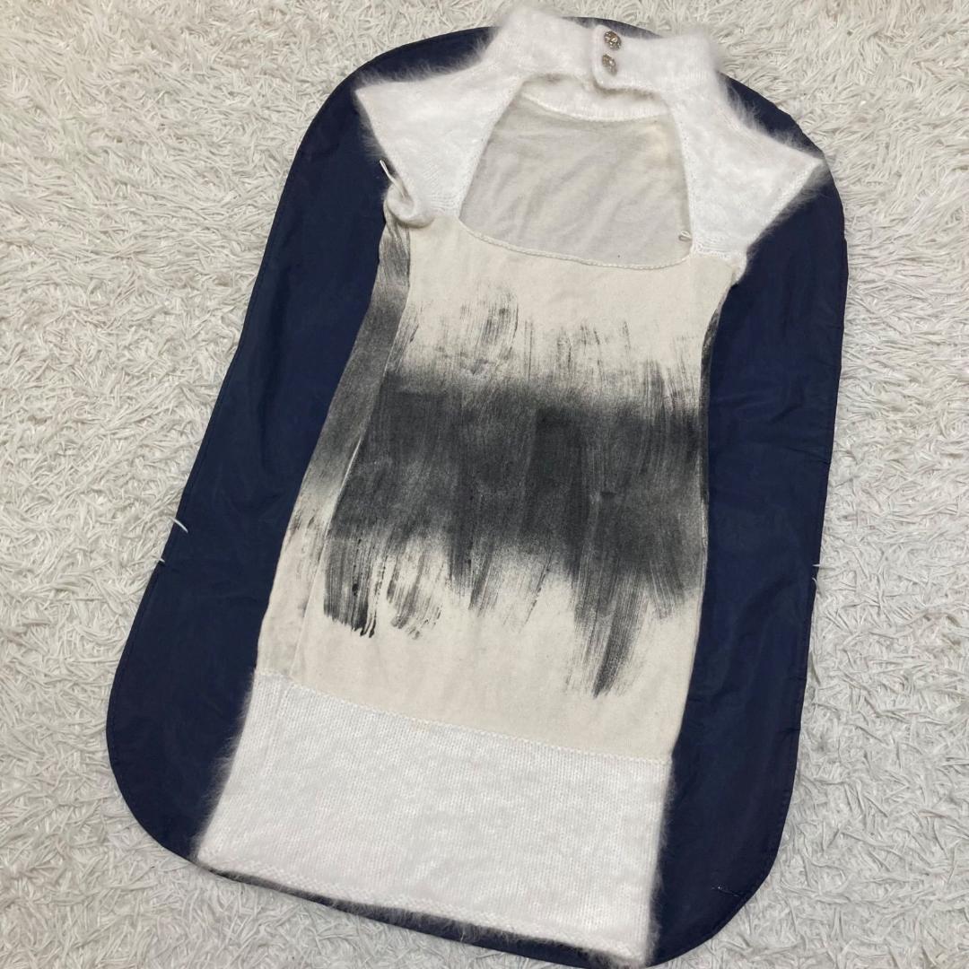 CHANEL ココマークパールボタン ニット ファー ぼかし柄 ワンピース