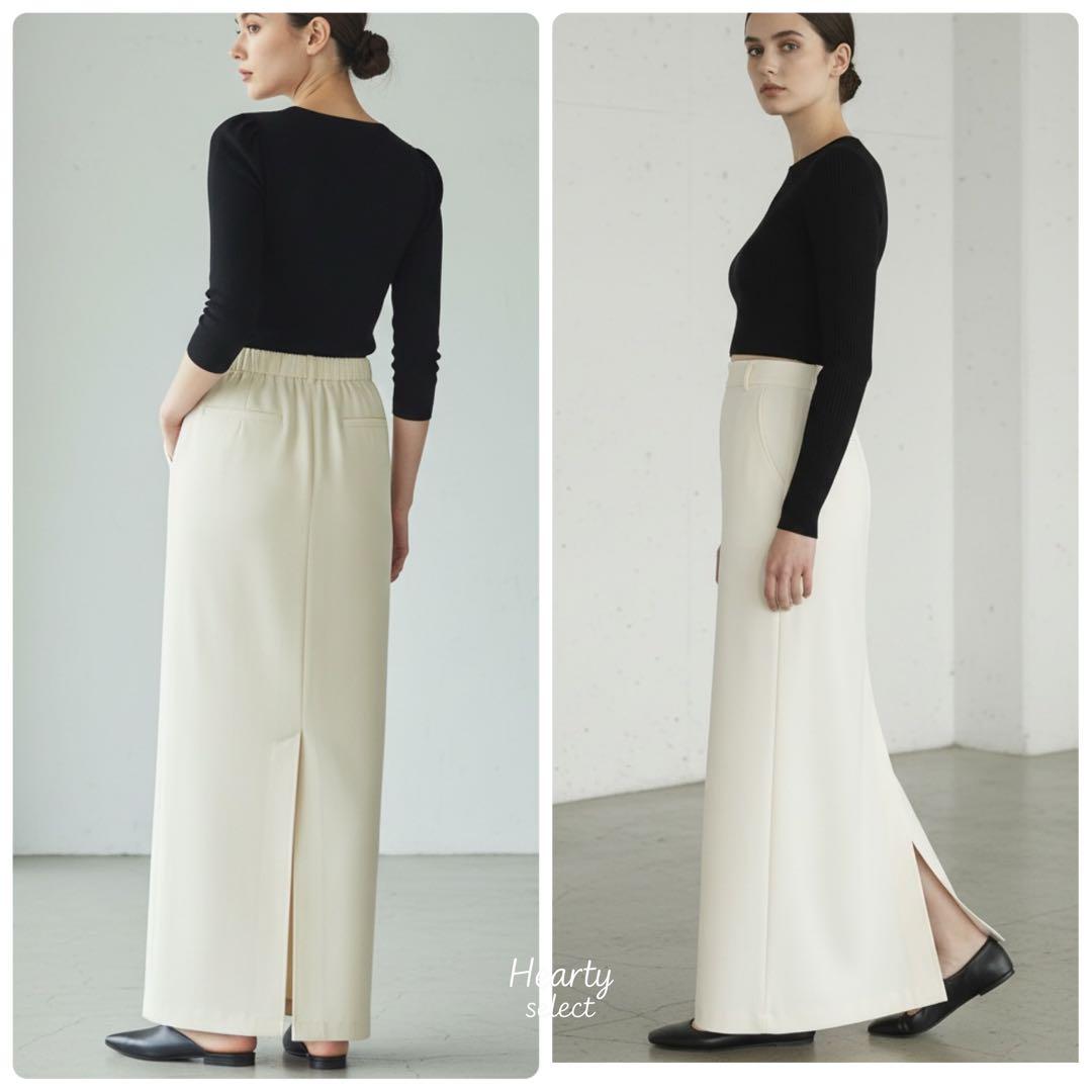24SS CLANE リブストライプストレートスカート 1 アイボリー