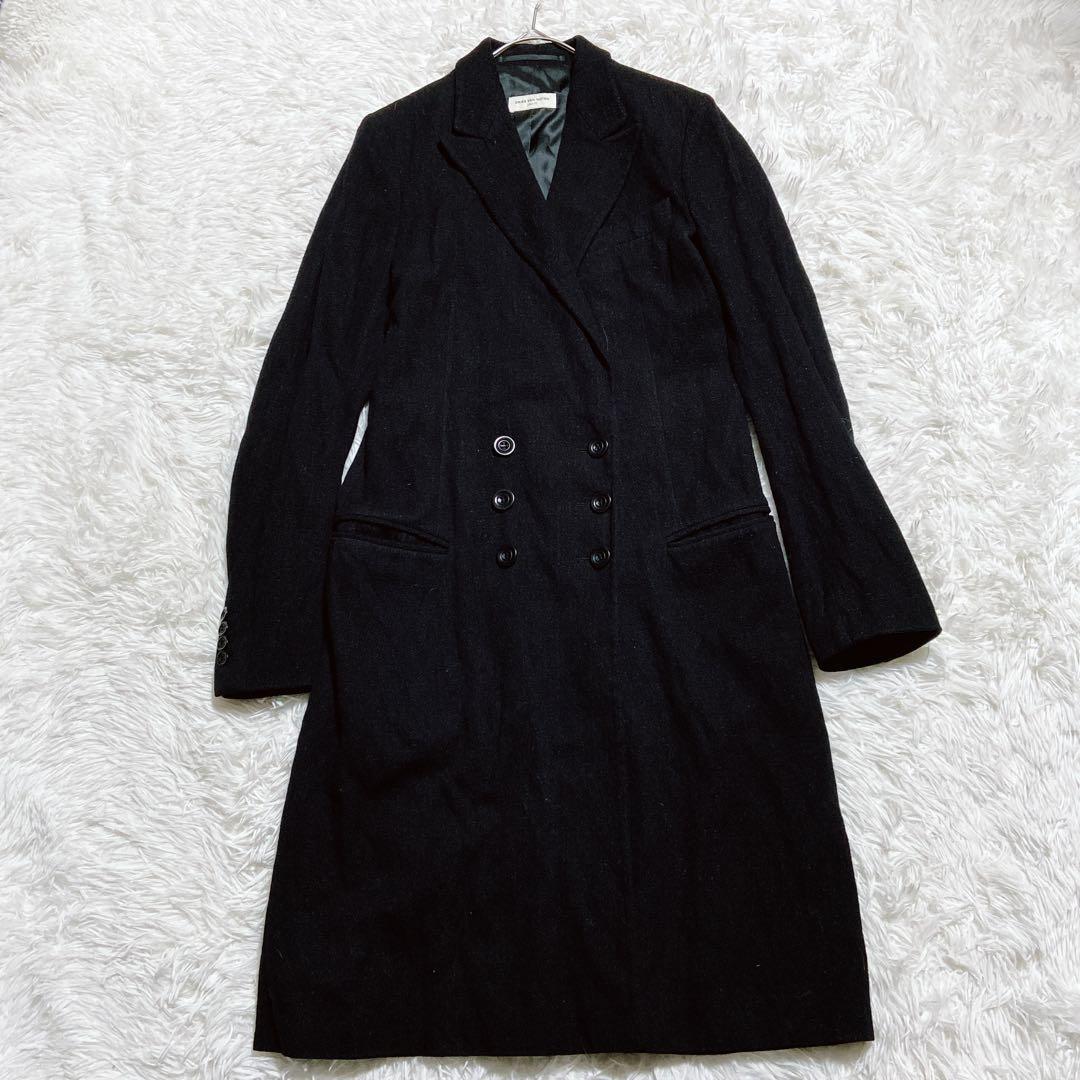 良品⭐️ドリスヴァンノッテン　ロングコート　ダブルブレスト　ラメ加工　ウール混　黒