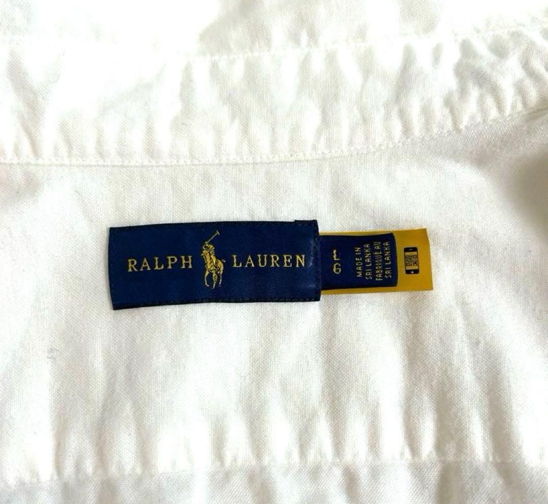 POLO RALPH LAURENラルフローレンコットンシャツ半袖　白　Ｌ