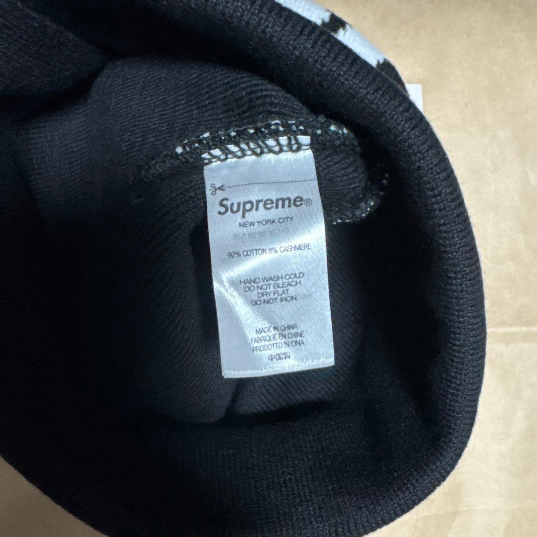 Supreme ニット帽 ブラック ロゴ入り