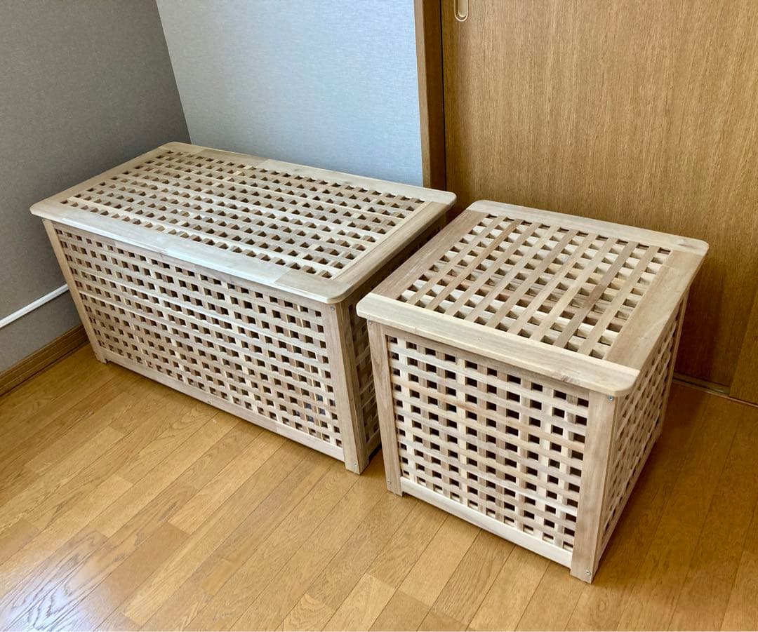 IKEA イケア◆HOL ホール◆ナチュラルウッド◆木製収納ボックス テーブル