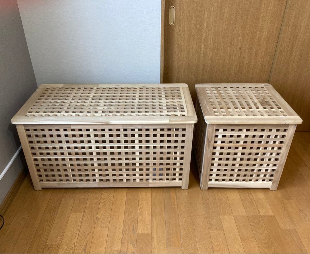 IKEA イケア◆HOL ホール◆ナチュラルウッド◆木製収納ボックス テーブル