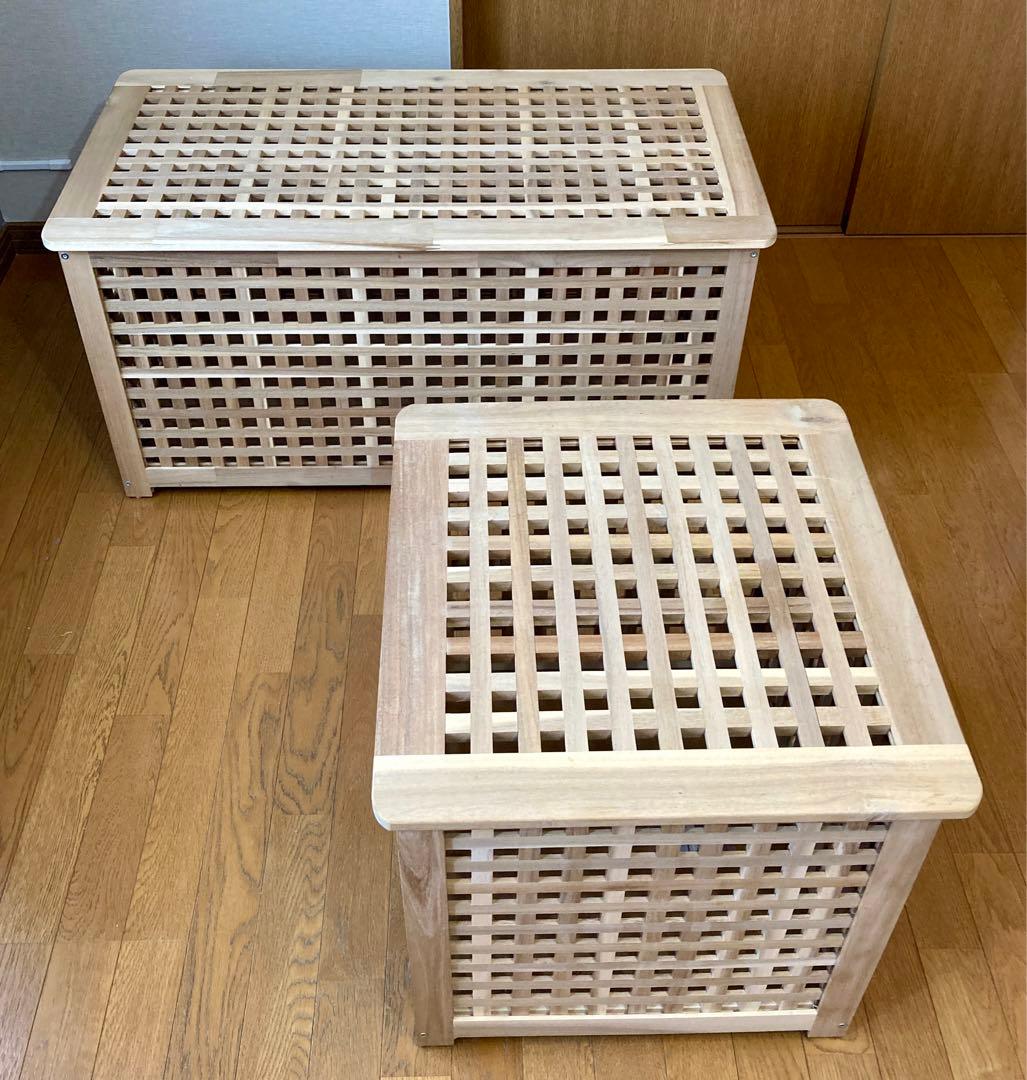 IKEA イケア◆HOL ホール◆ナチュラルウッド◆木製収納ボックス テーブル