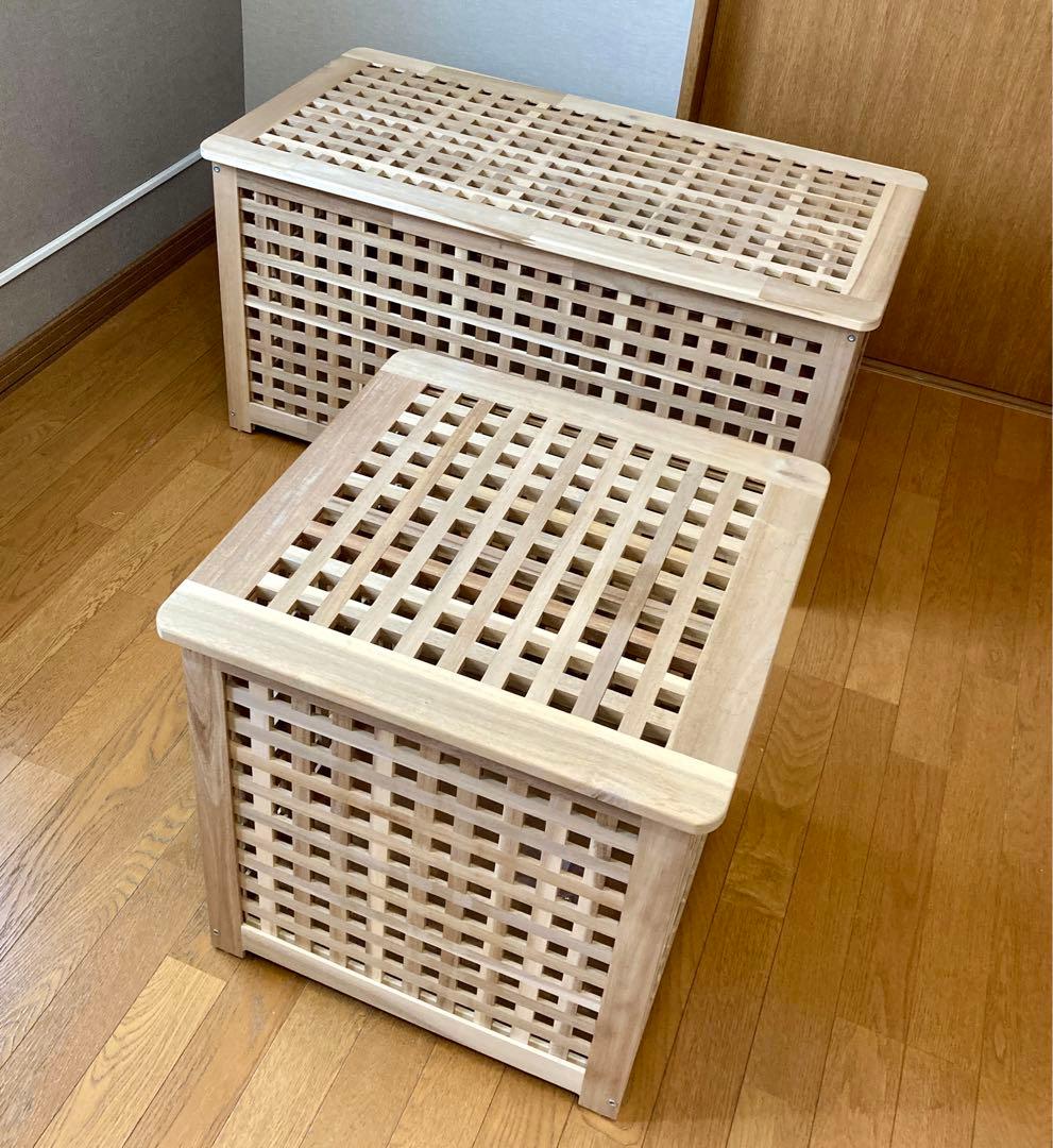 IKEA イケア◆HOL ホール◆ナチュラルウッド◆木製収納ボックス テーブル