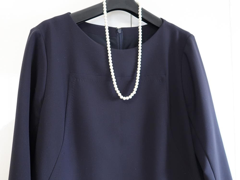 美品■レリアン■大きいサイズ17+■シンプルで上品なワンピース■ネイビー