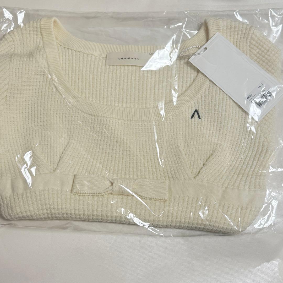 トップス Waffle ribbon tops ivory andmary