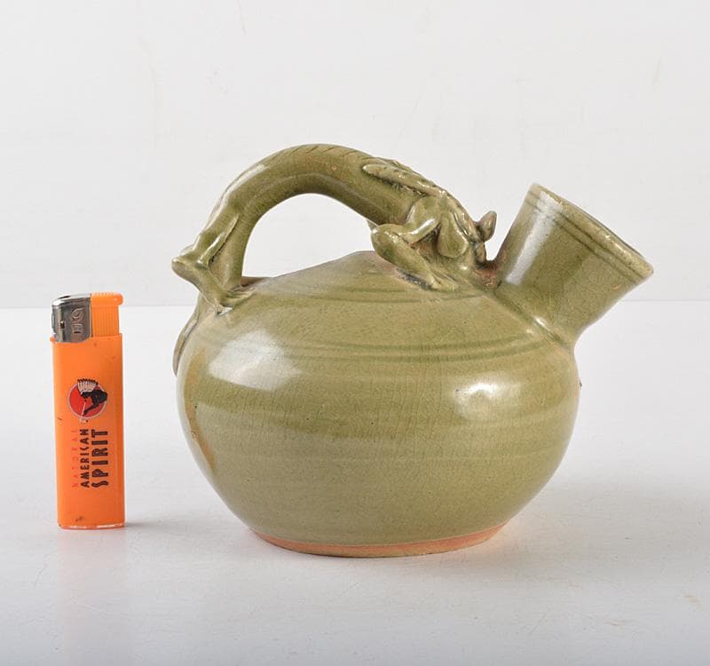 中国　龍泉窯　青磁　神獣持ち手　執壷　水注　C　R5199