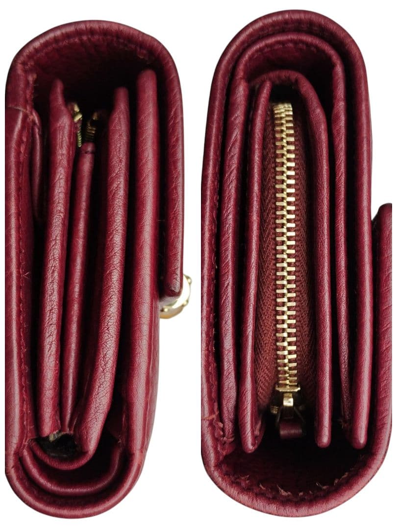 GUCCI ミニ財布　バンブー　三つ折り　竹　ボルドー