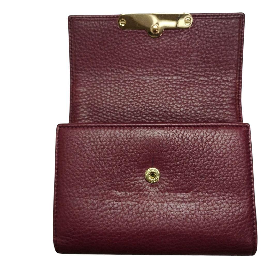 GUCCI ミニ財布　バンブー　三つ折り　竹　ボルドー
