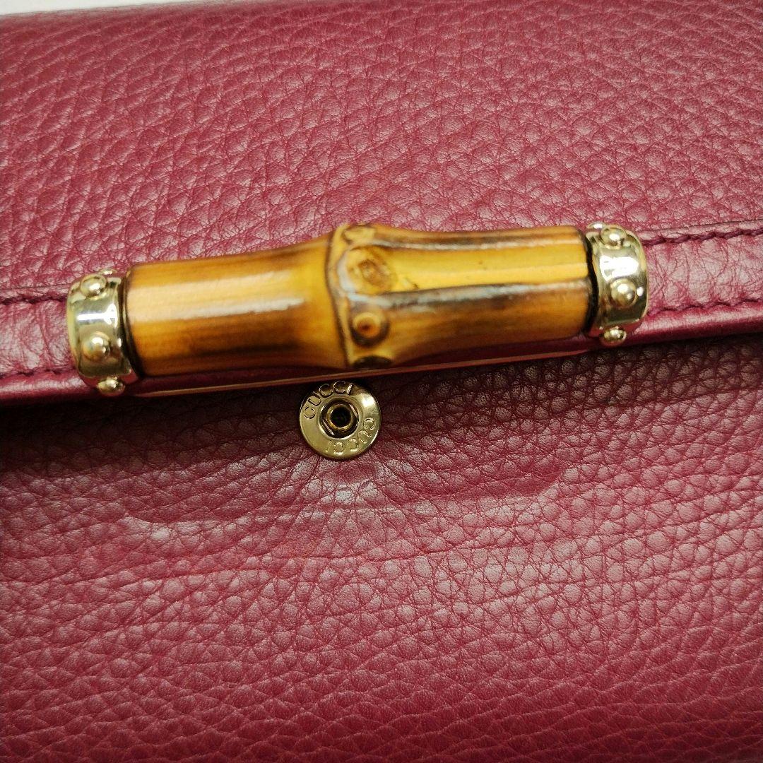 GUCCI ミニ財布　バンブー　三つ折り　竹　ボルドー