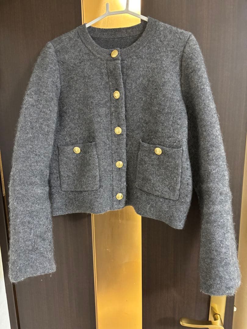 【即日発送】anuans カシミヤブレンドノーカラーニットジャケット
