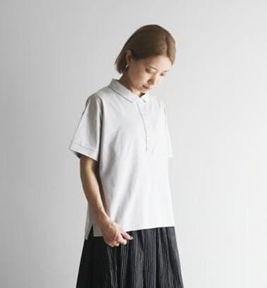 【新品】HUIS in house SUVIN COTTON 半袖ポロカットソー