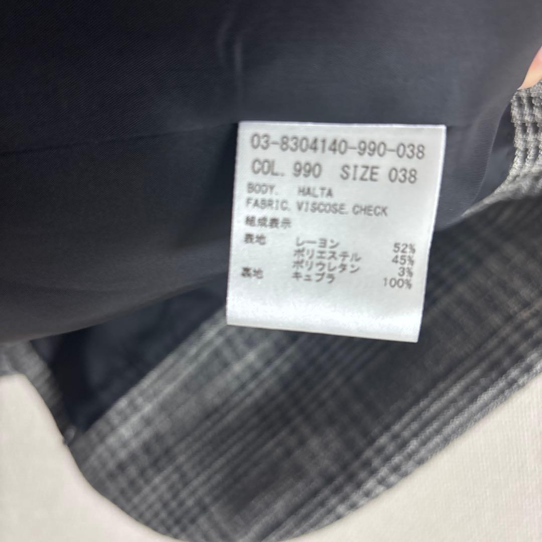セオリーリュクス　美品　テーラードジャケット　チェック　グレー　38号