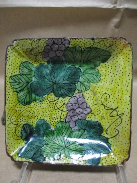 再興九谷　吉田屋　角小皿　　Q94-1