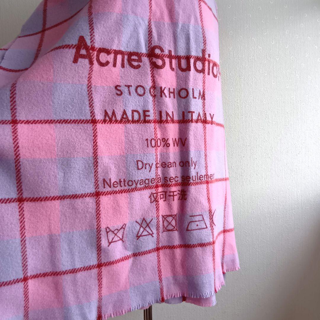 イタリア製 Acne Studios チェック柄マフラー 大判 ウール100%