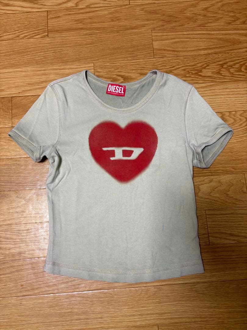 DIESEL ハートプリント クロップドTシャツ S