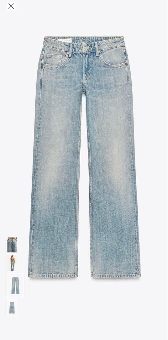 タグ付き　zara ワイドレッグローライズデニムパンツ　ブルーグレー　34