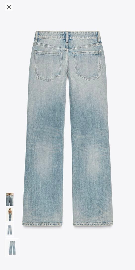 タグ付き　zara ワイドレッグローライズデニムパンツ　ブルーグレー　34