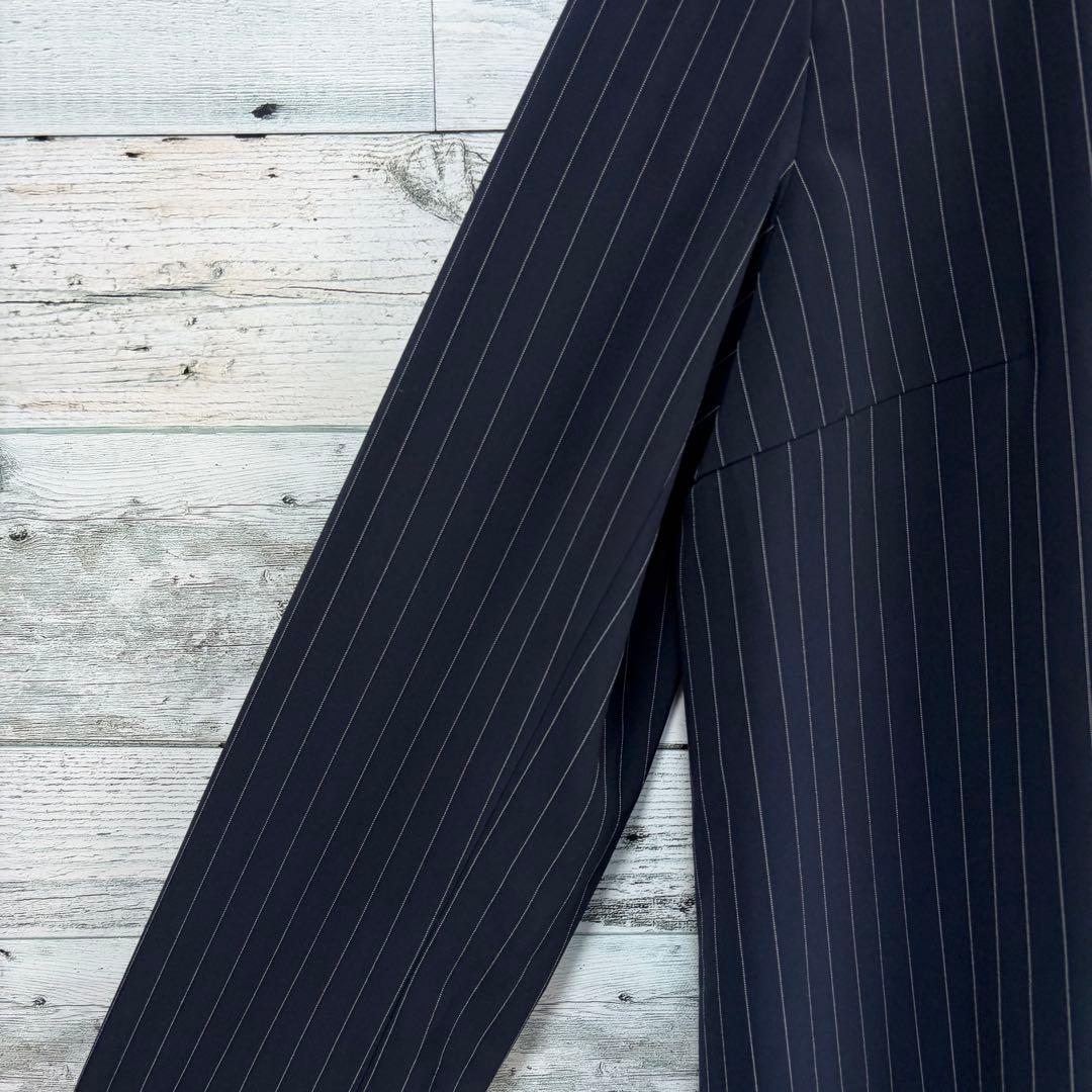 ☆大きいサイズ・XL☆組曲　長袖ワンピース　ピンストライプ　ネイビー　5サイズ