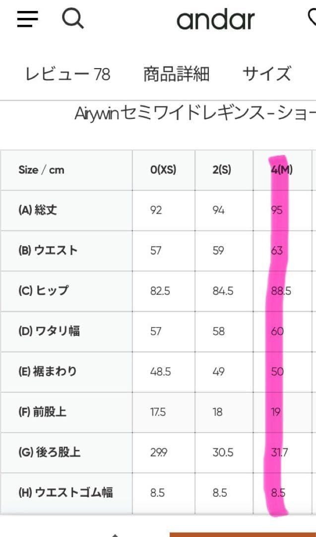 Airywin セミワイドレギンス　マウンテンビュー　M
