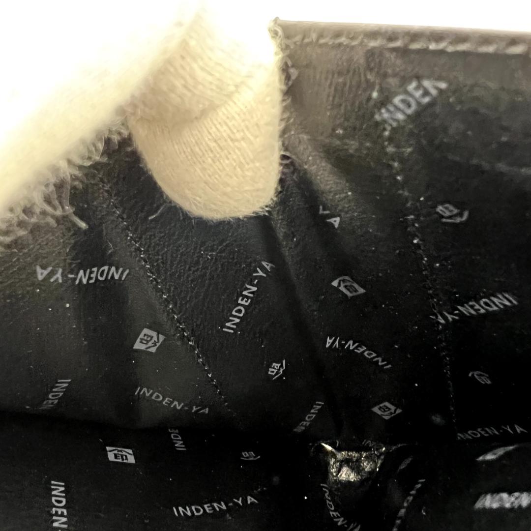 超美品 印伝屋★2つ折りミドルウォレット 折財布 鹿革＆漆 本革 ダークネイビー