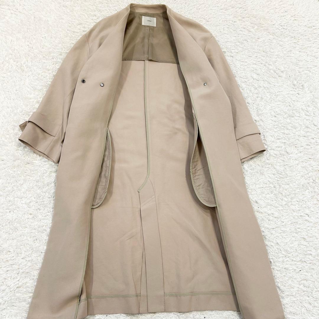 イエナ　IENA コットンWクロスノーカラーVネックコート　スプリングコート36
