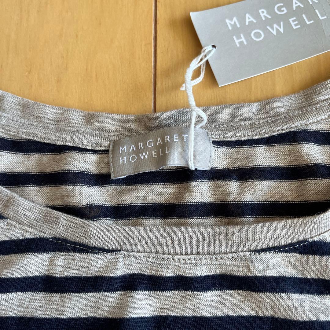 MARGARET HOWELL ボーダー 半袖Tシャツ リネンニットソー　新品