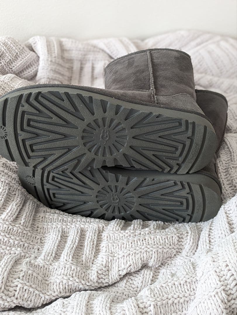 UGG グレー ムートンブーツUSA8 クラシックショート