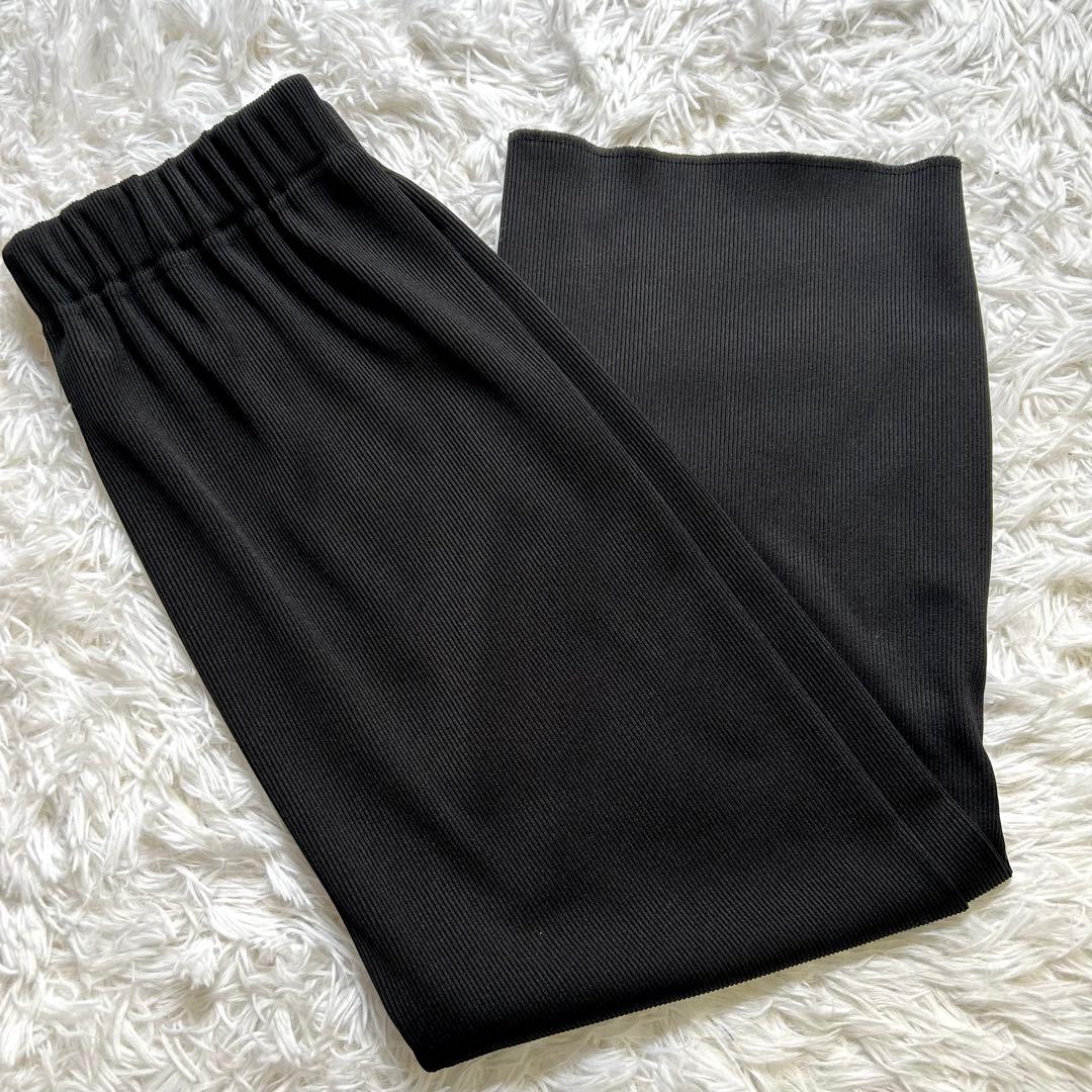 美品 cafune カフネ リブタイトスカート 黒 38 ロング 神タイト