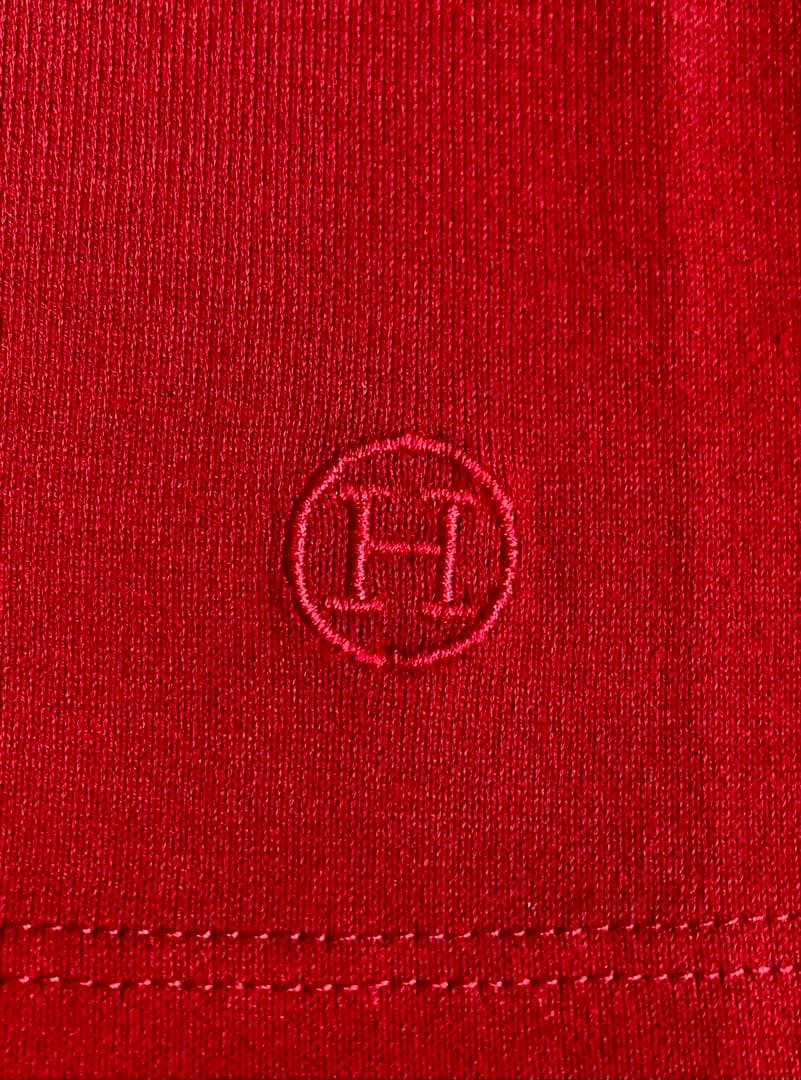 HERMES H刺繍 コットン カットソー 38 ワインレッド　クリーニング済