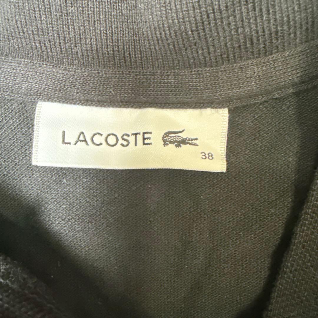 【美品⭐︎即購入OK】ラコステ スキッパーネック裾リブポロシャツ ブラック 38