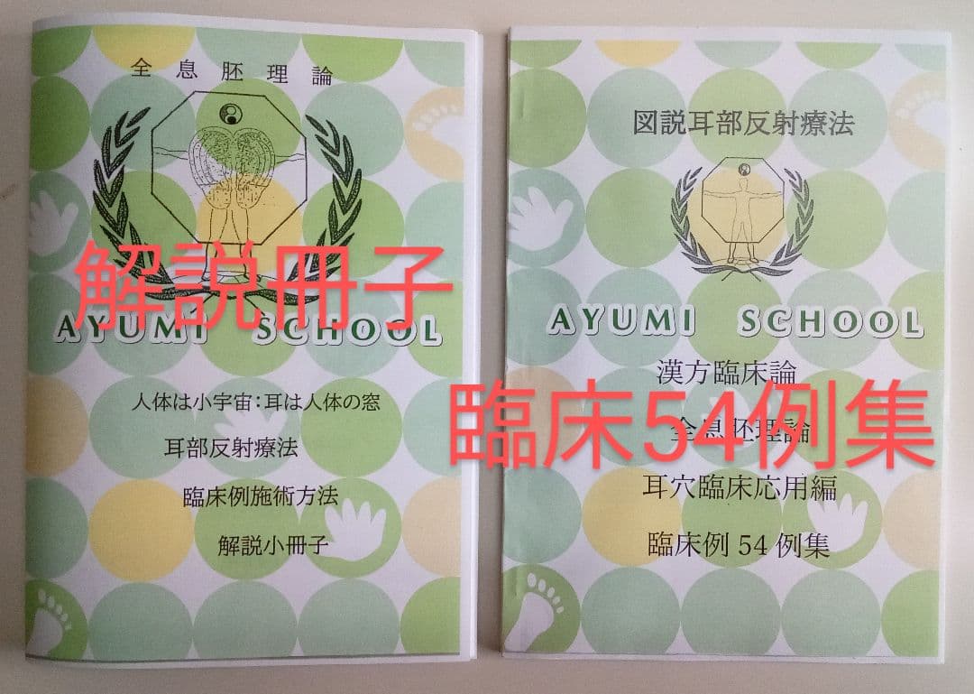Bc:耳つぼ学ぶ：耳臨床54例集+臓器/躯体ラミネート+解説冊子/プリントset