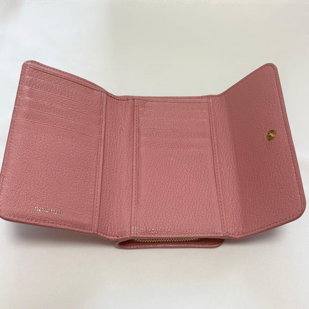 ミュウミュウ マドラス フィオッコ 折財布 ピンク リボン