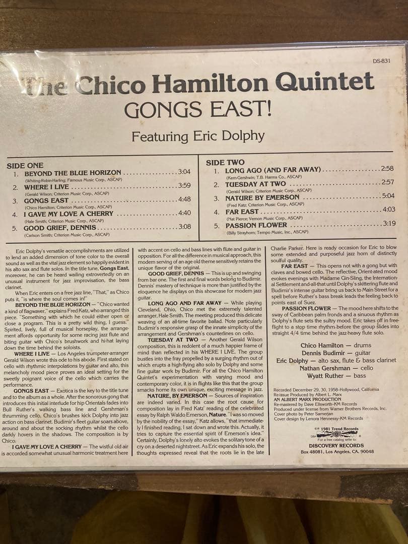 洋楽 GONGS EAST! THE CHICO HAMILTON QUINTET