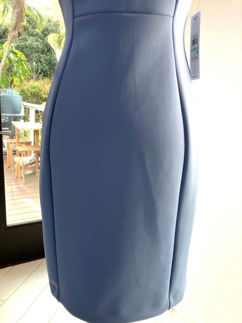 新品　カルバンクライン ライトブルー ノースリーブ タイトワンピース 8P L